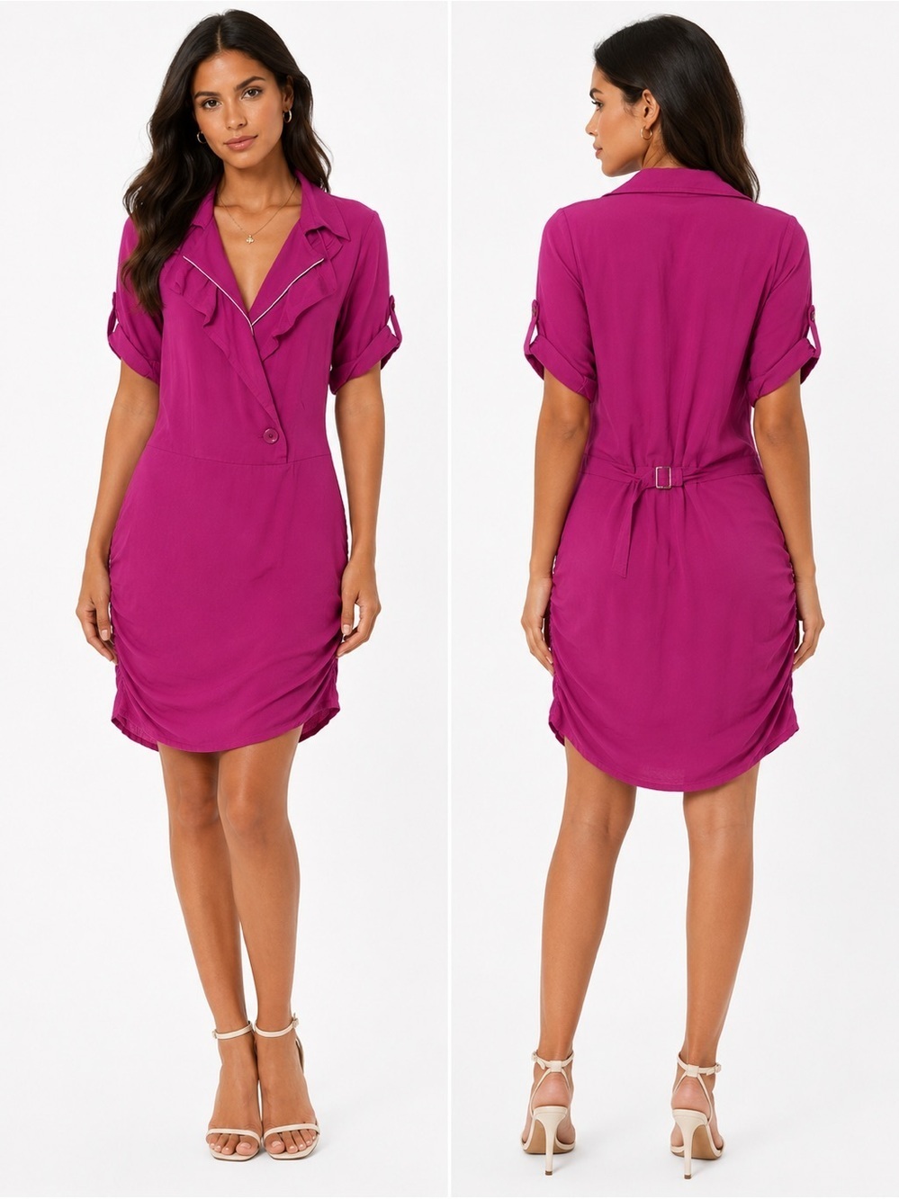 Aziz Pink Short Sleeve Dress Size Large